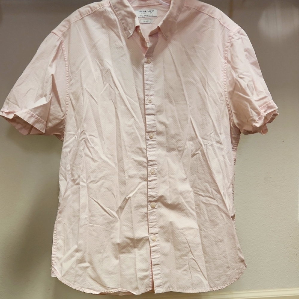 Denim & Flower | Light Pink Casual Button Down Shirt | L
